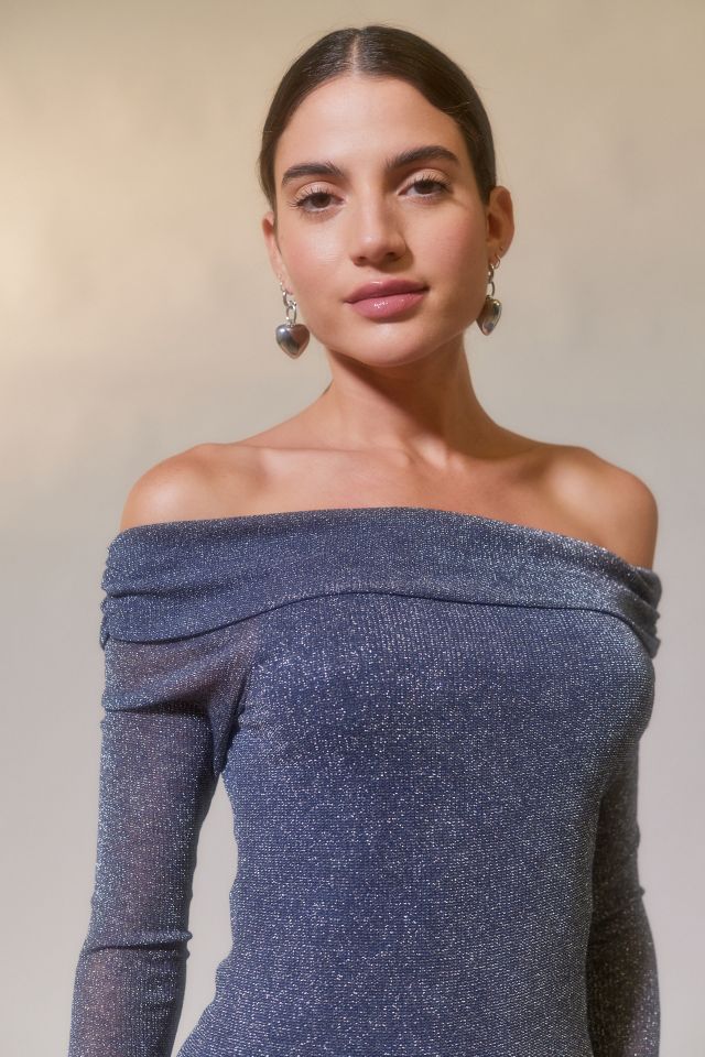 Motel X UO Exclusive Sparkly Off-The-Shoulder Mini Dress #3