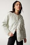 [Rene] Rene 22 years quilted switching Gathered collarless blouse top white 36 [Used] [Authenticated and genuine product guaranteed] 208287