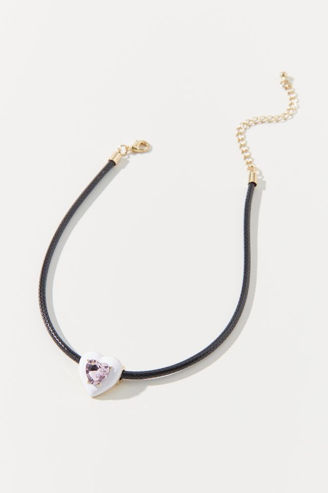 Blair Rhinestone Heart Corded Necklace #1