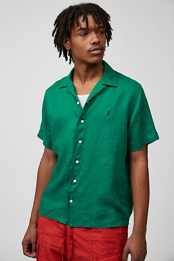 Polo Ralph Lauren Linen Camp Shirt In Green