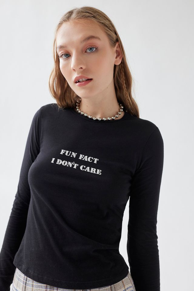 Project Social T Fun Fact Fitted Long Sleeve Tee Urban Outfitters