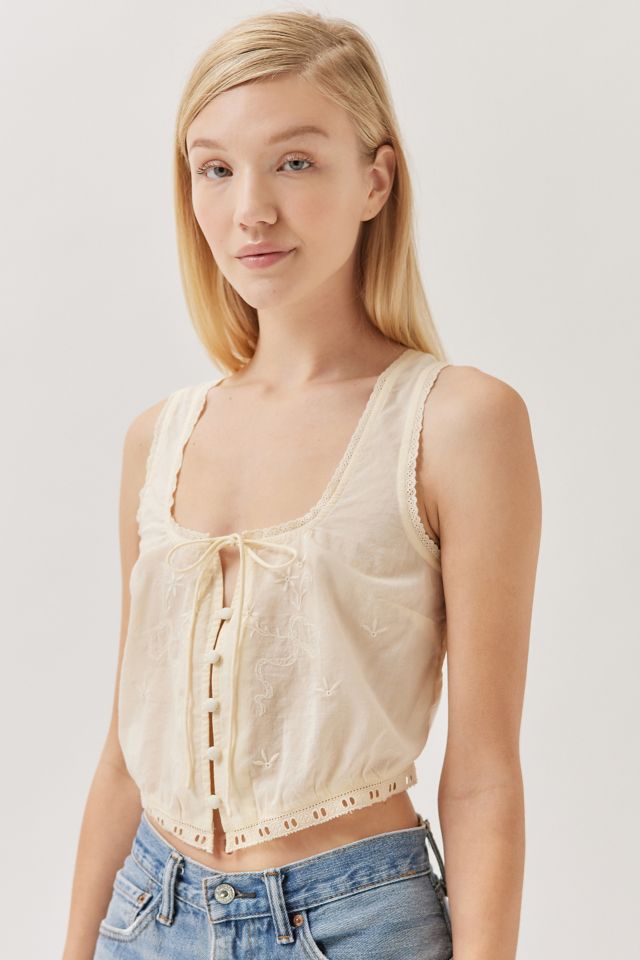 UO Eve Embroidered Corset Top #3