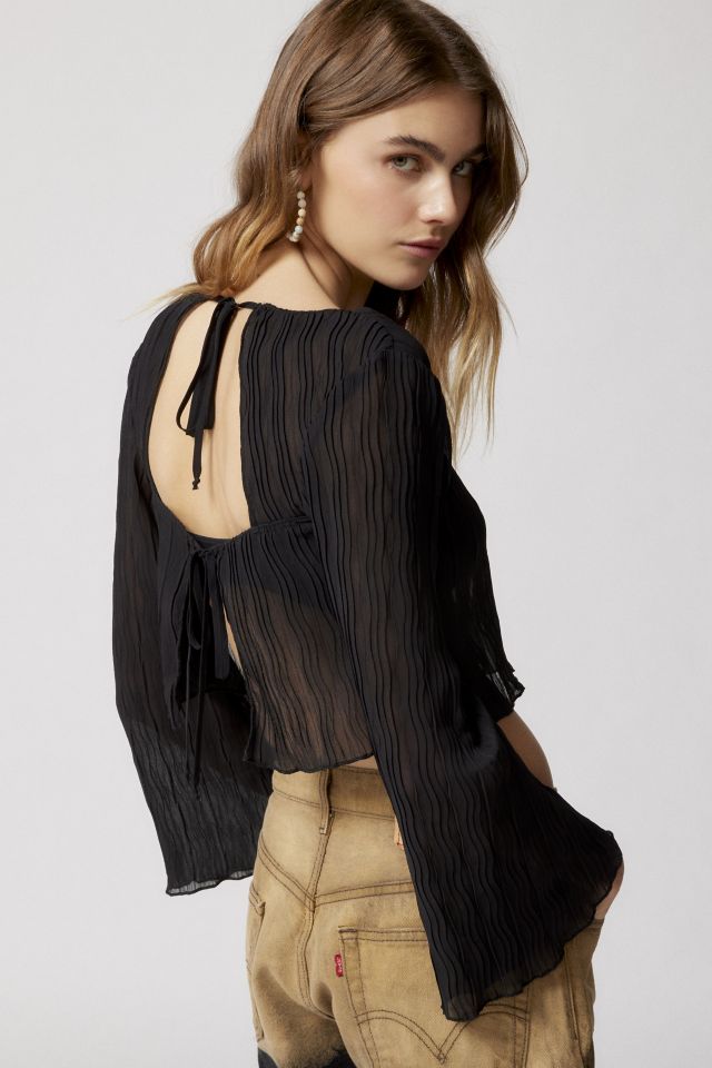 UO Orion Plisse Tie-Back Top | Urban Outfitters