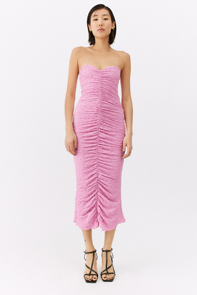 urban outfitters pink midi dress Urban Outfitters Uo Phoebe Mesh Asymmetrical Midi Dress In Pink