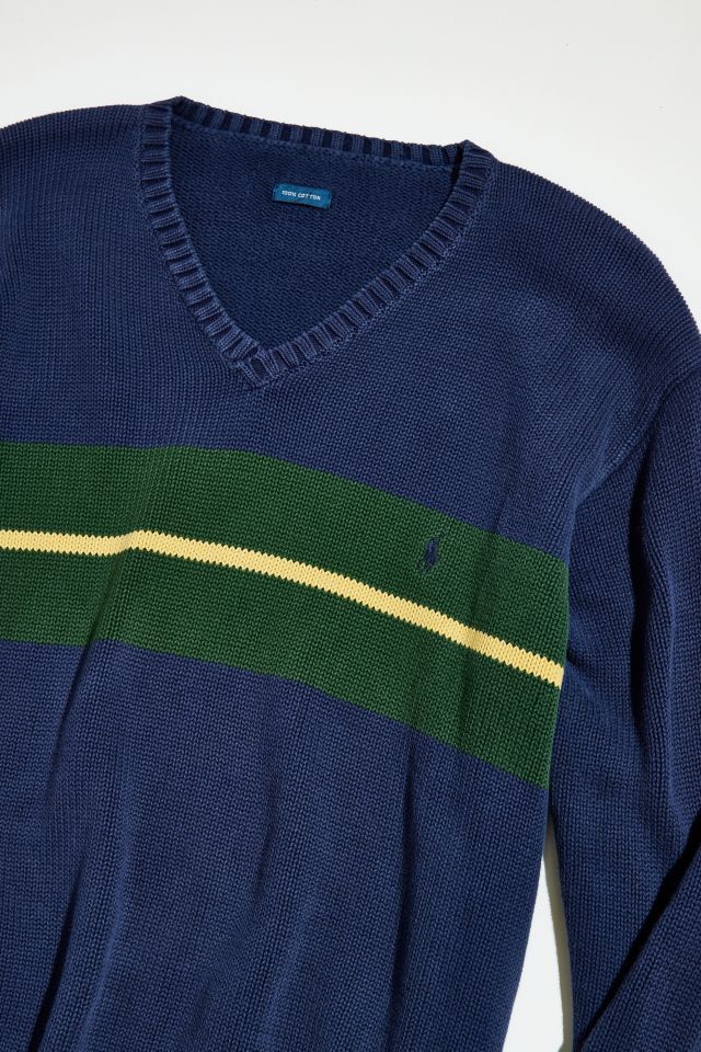 Vintage Polo Ralph Lauren Striped V-Neck Sweater #1