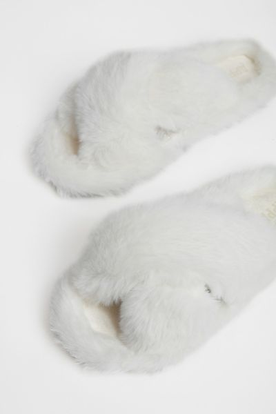 Apparis Biba Faux Fur Slippers In Ivory