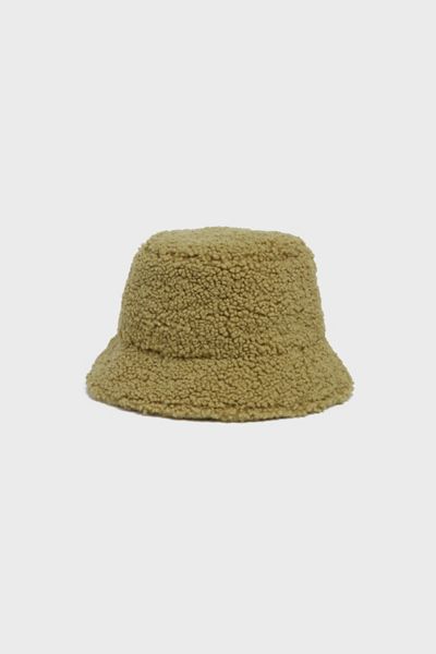 Apparis Faux-shearling Bucket Hat In Pea Green