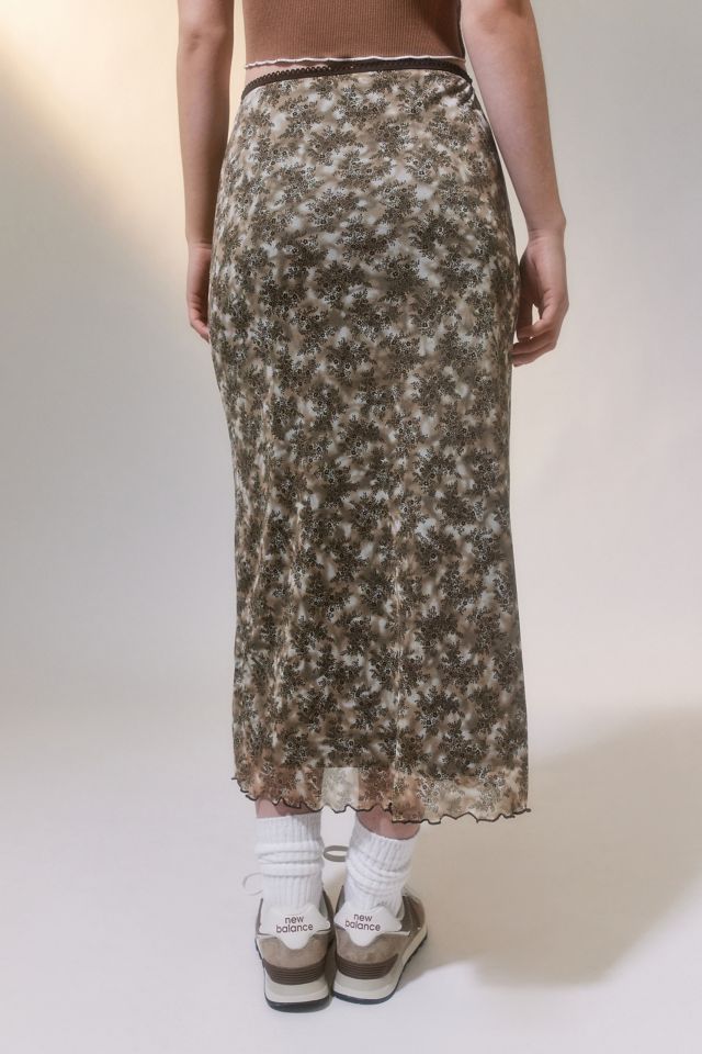 Urban Renewal Remnants Y2K Printed Mesh Midi Skirt #1