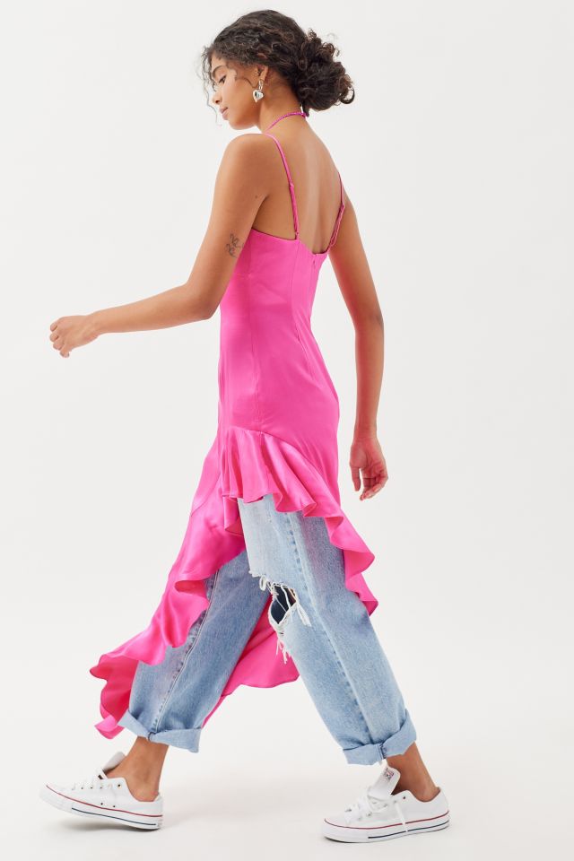 Robe Midi Asymétrique Bardot Ember en Satin #1
