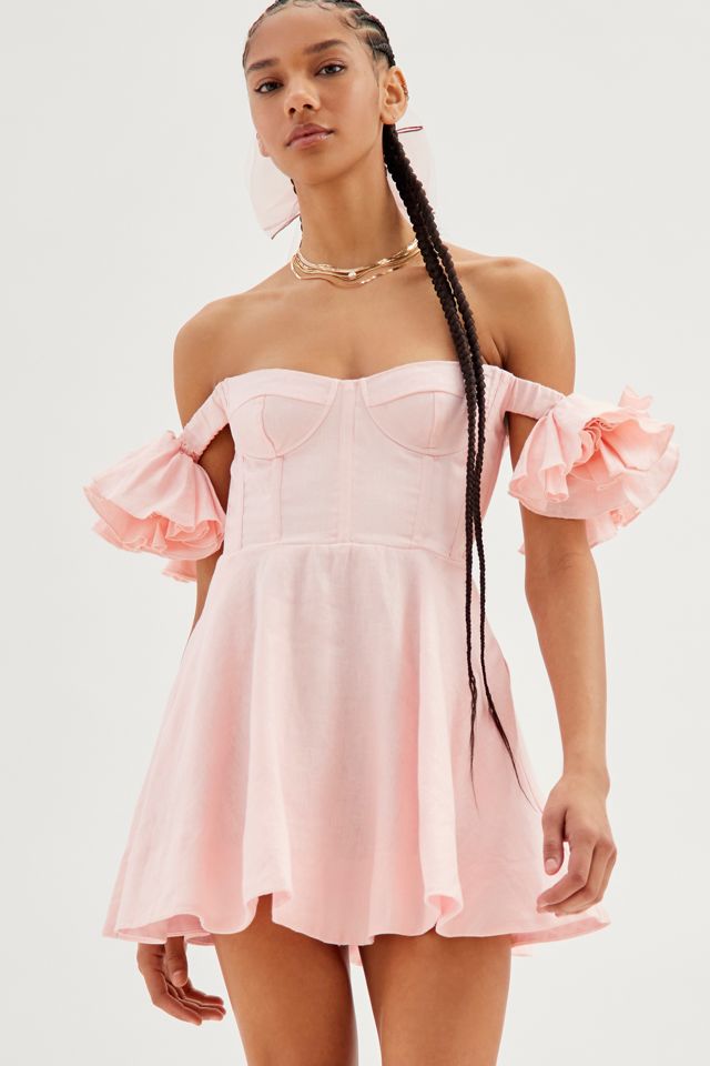 knee length dresses for ladies So Cosy Baby Pink Bardot Ultra Soft Mini Knitted Dress main image 1