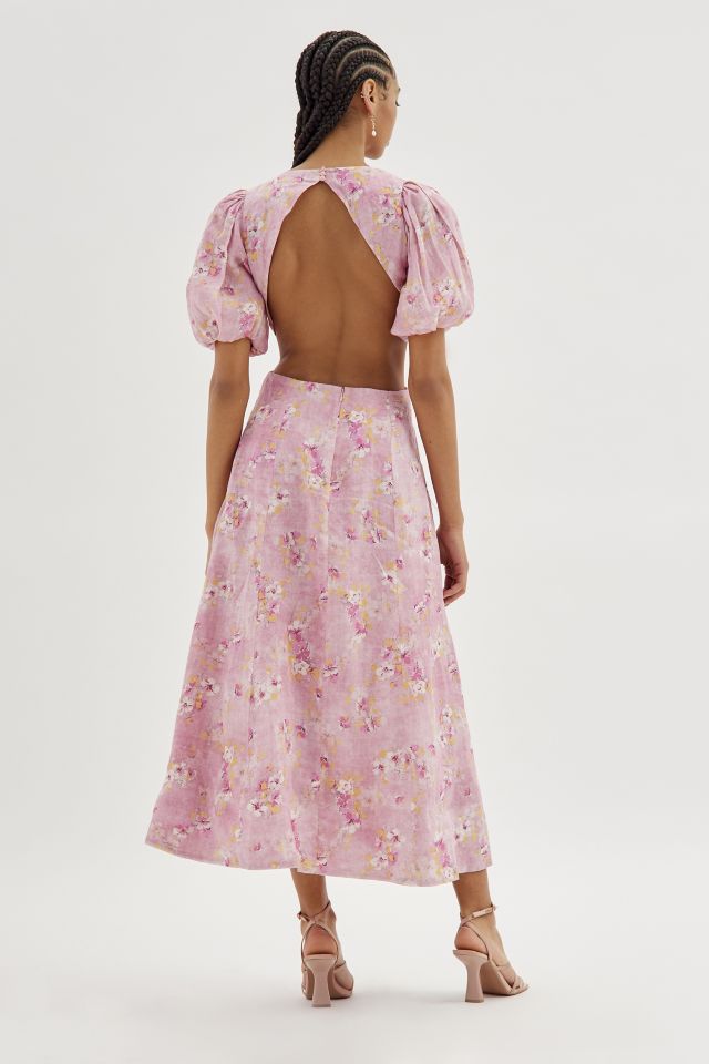 Robe Midi Florale Bardot Malina Dos Nu #3