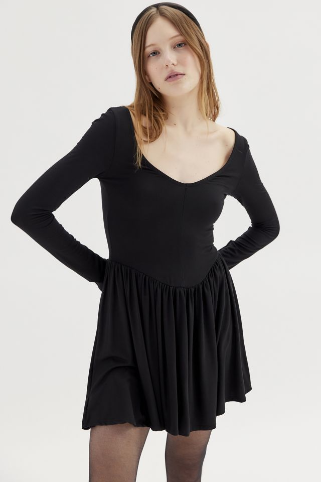 UO Tara Long Sleeve Drop-Waist Mini Dress #2