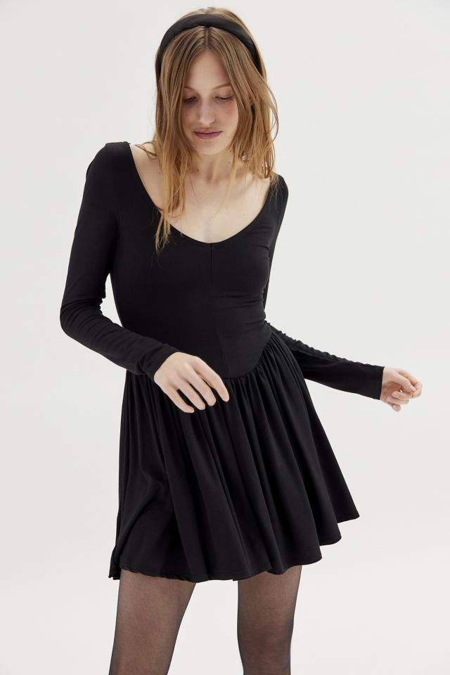 UO Tara Long Sleeve Drop-Waist Mini Dress #4