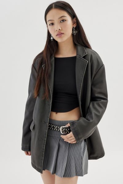 UO Benito Faux Leather Overcoat | Urban Outfitters