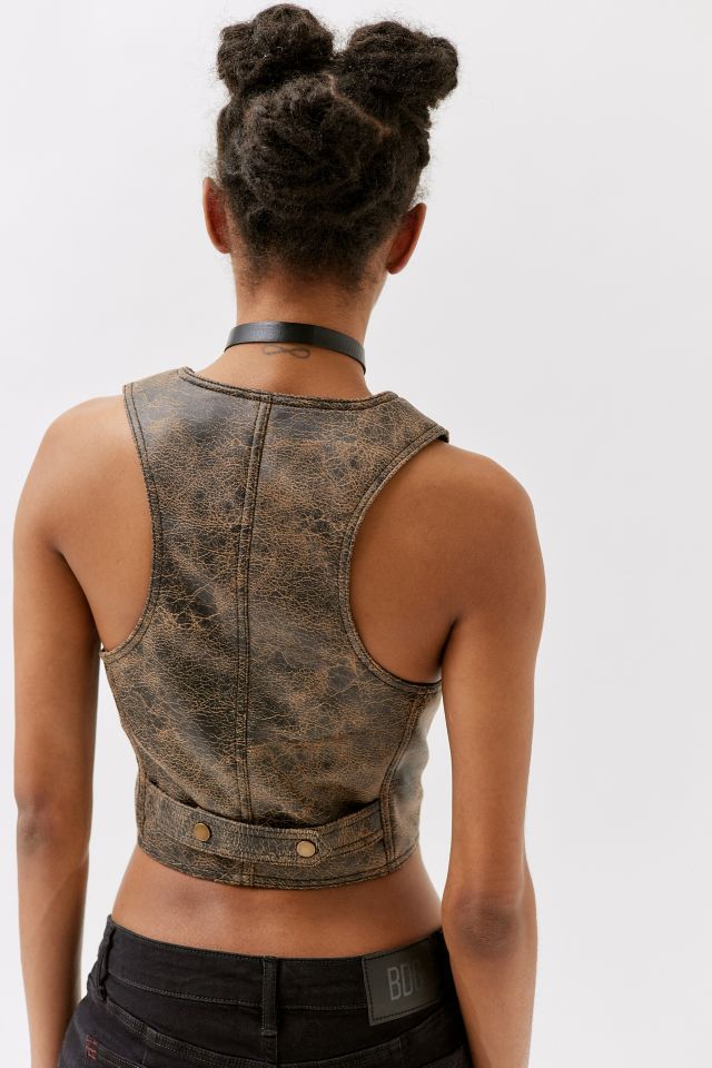 UO Pamela Faux Leather Moto Vest #3