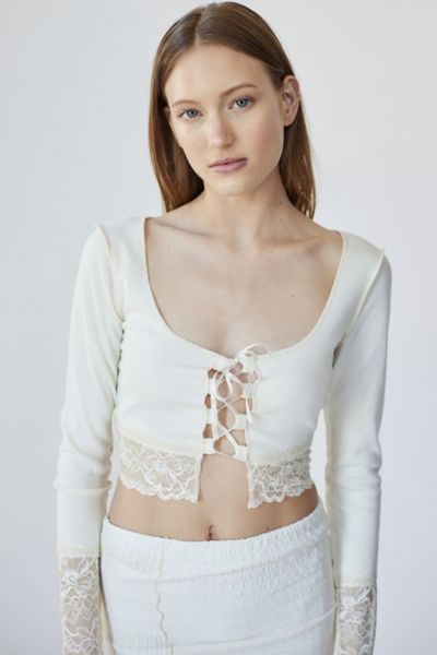 UO Nikko Lace Long Sleeve Top