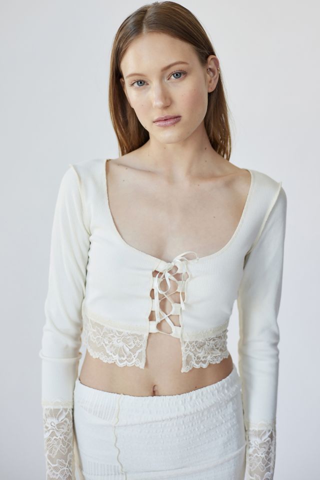 White lace clearance long sleeve top