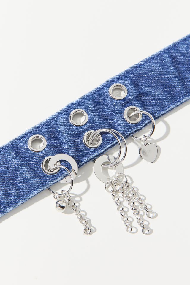 Denim Charm Choker Necklace #2