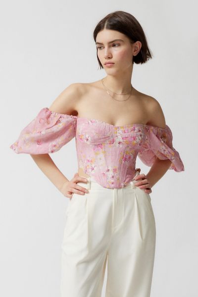 Bardot Lani Floral Bustier in Lilac Mist