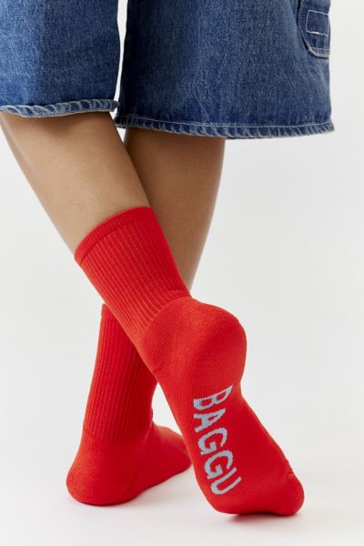 Shop Baggu Ribbed Sock In Candy Apple, Women's At Urban Outfitters
