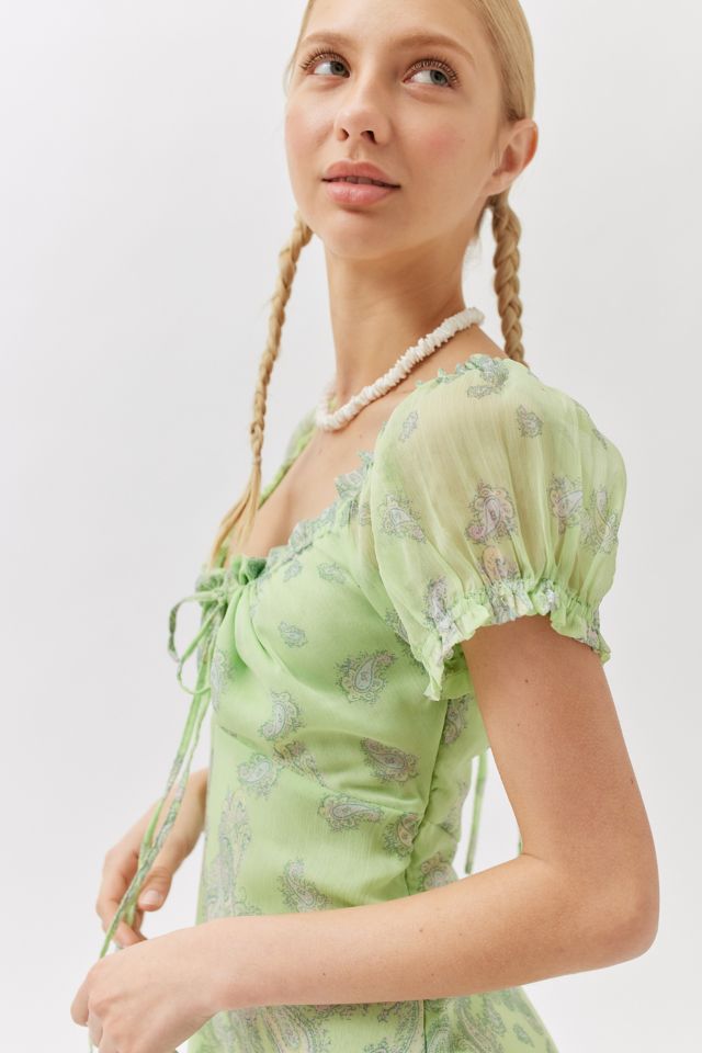 Robe Mini UO Becca à Manches Bouffantes Imprimées #2