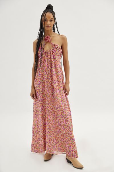 For Love & Lemons Suzette Floral Maxi Dress In Pink