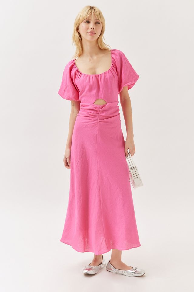 chinese dress ladies Midi pink linen summer dress women 5734 – Xiaolizi main image 1