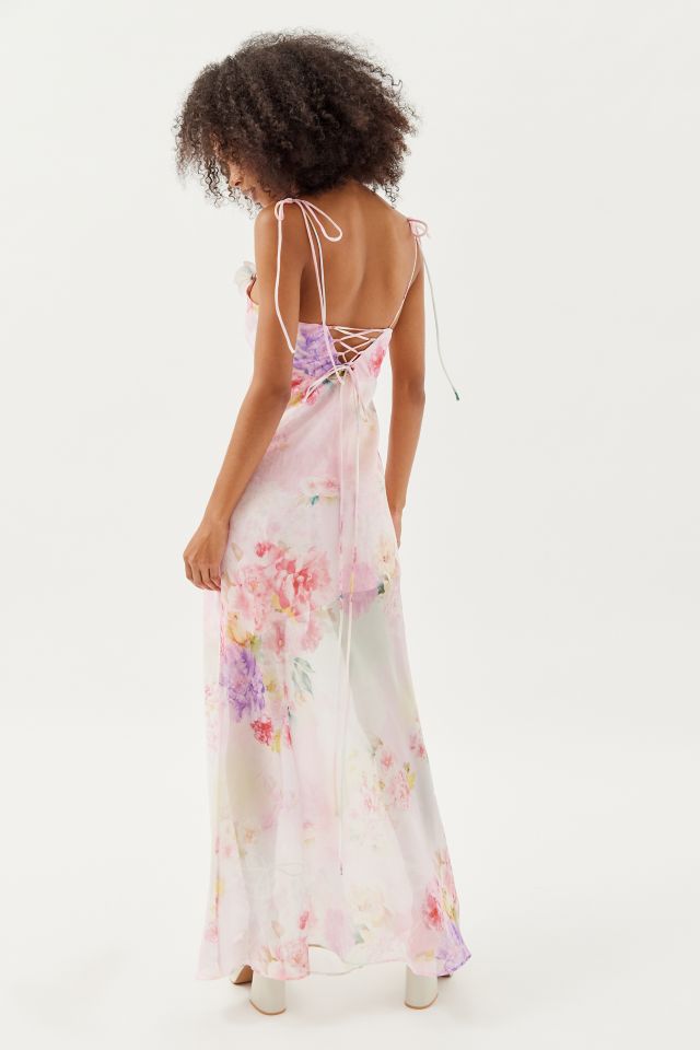 For Love & Lemons Lisa Sheer Floral Maxi Dress #2
