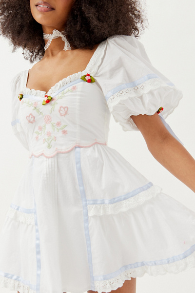 For Love & Lemons Meadow Embroidered Mini Dress | Urban Outfitters