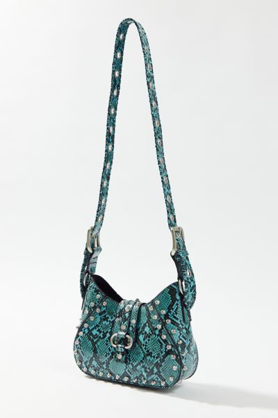 Urban Outfitters Devon Studded Crossbody Bag In Teal Snake