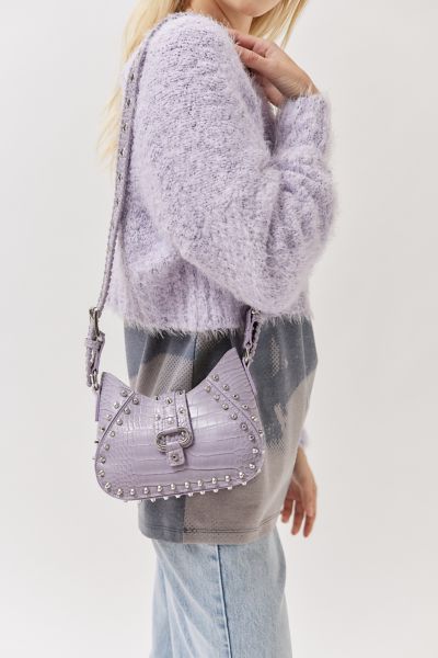 Urban Outfitters Devon Studded Crossbody Bag In Lavender Croc