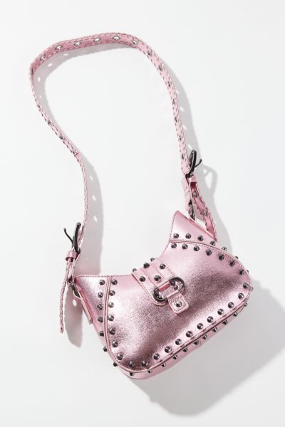 Urban Outfitters Uo Devon Studded Crossbody Bag In Pink Metallic