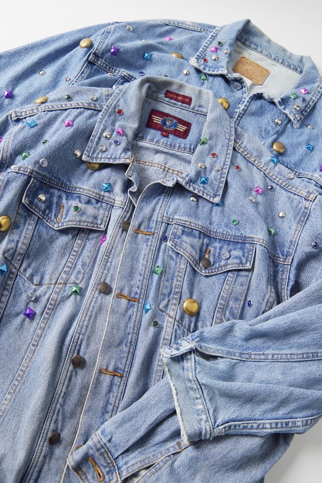 Blouson en denim à clous bijoux refaçonné Parties Urban Renewal #1