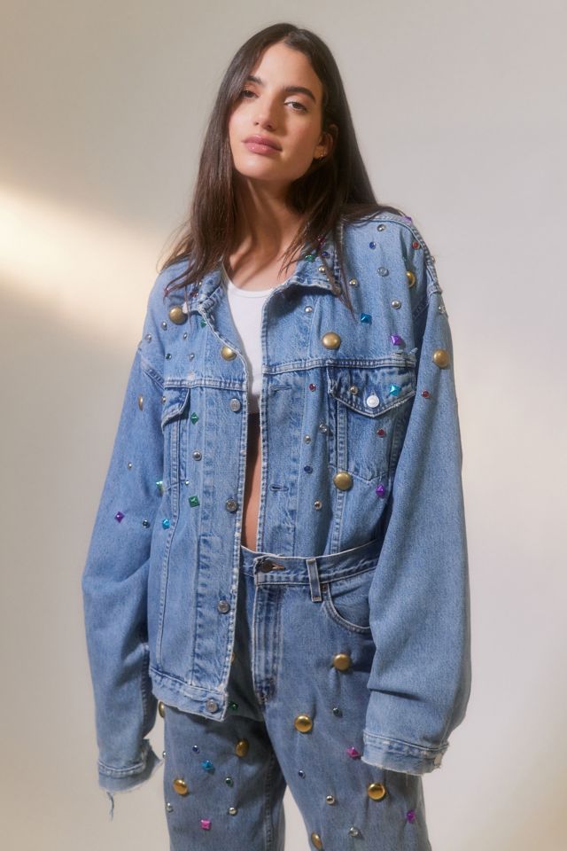 Blouson en denim à clous bijoux refaçonné Parties Urban Renewal #2