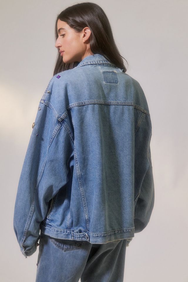 Blouson en denim à clous bijoux refaçonné Parties Urban Renewal #3