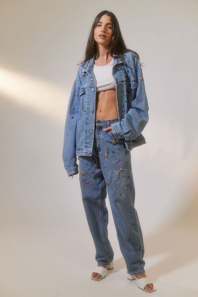 Blouson en denim à clous bijoux refaçonné Parties Urban Renewal #4