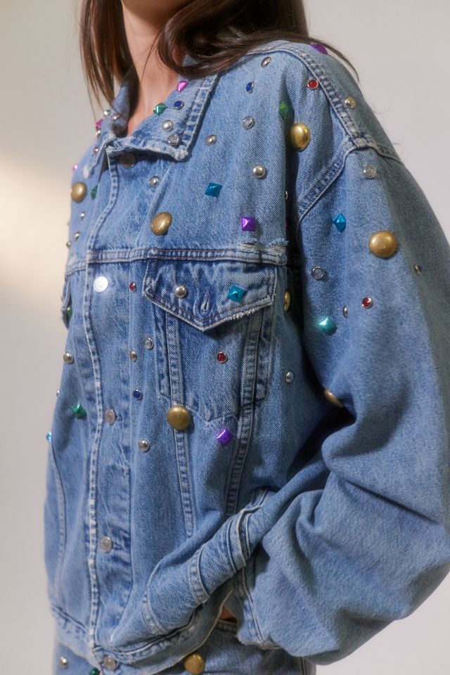 Blouson en denim à clous bijoux refaçonné Parties Urban Renewal #5