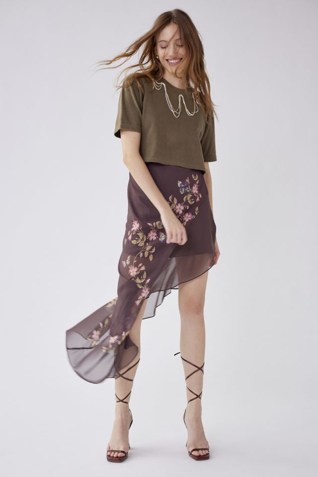 Urban Renewal Parties Remade Rhinestone Chain Cropped Surplus Tee #1