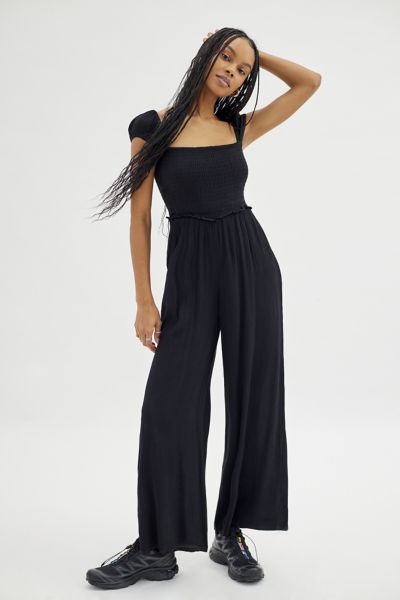 Urban Outfitters, Pants & Jumpsuits, 34 Urban Outfitters Black Spaghetti  Strap Wide Leg Jumpsuit Sz Sm Nwt