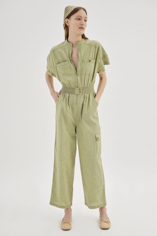 UO Casey Linen Utility Jumpsuit | Urban Outfitters