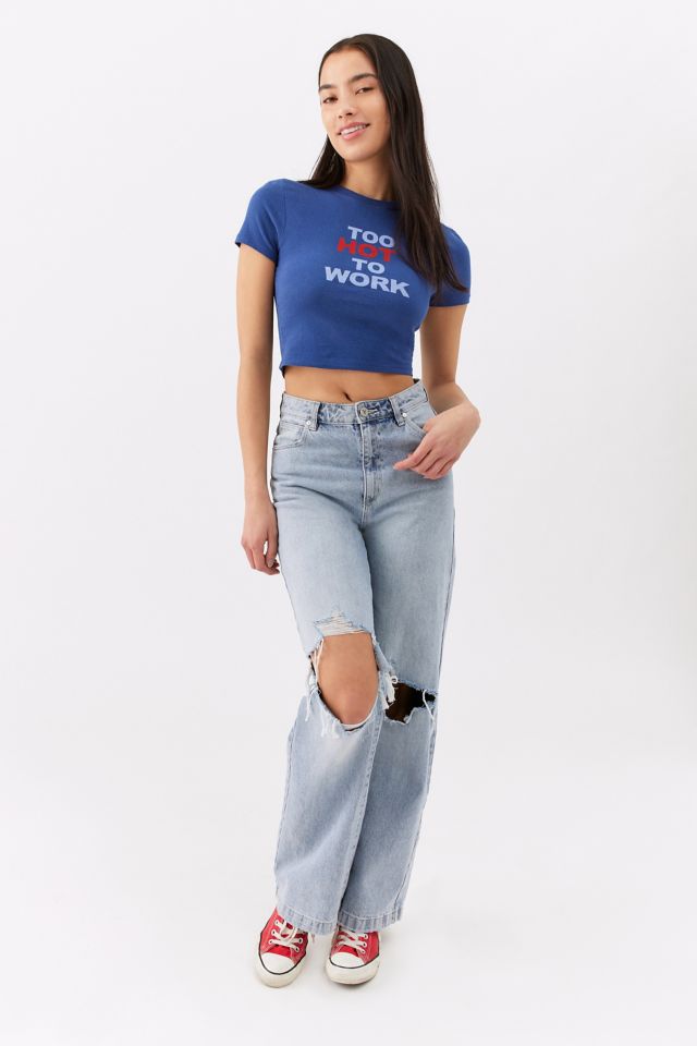 UO Too Hot To Work Baby Tee #1