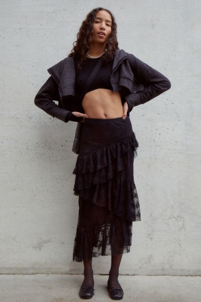 【INCHANT ME】Lace Unbalanced Layered Skirt 16113144_hi