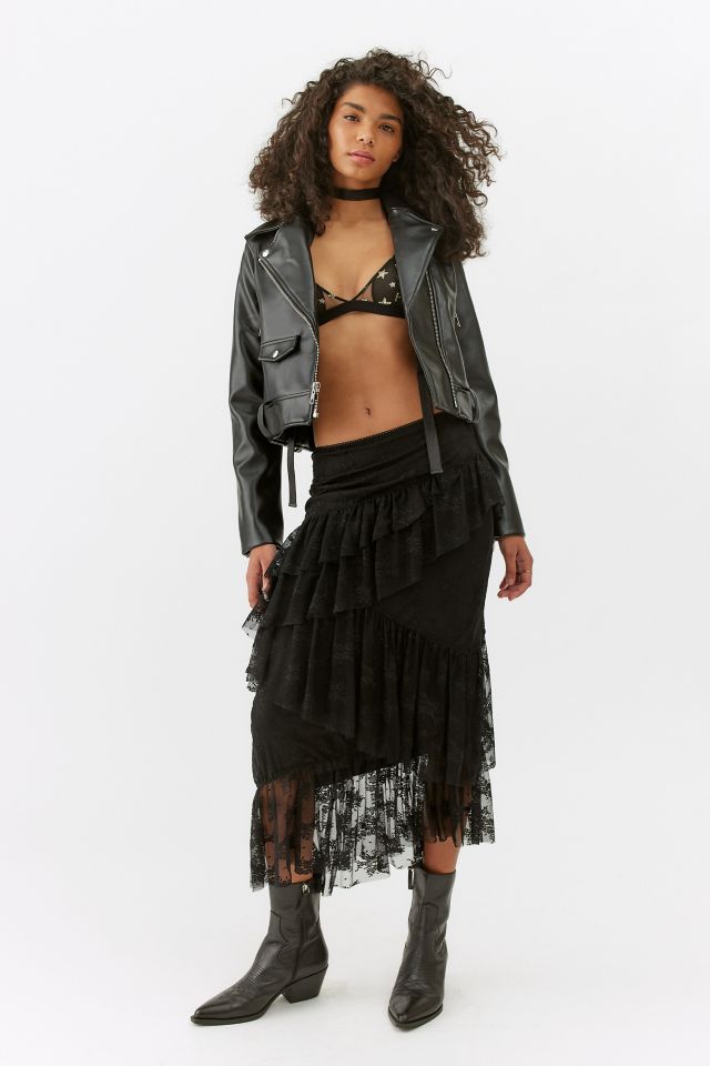 UO Juna Lace Layered Midi Skirt | Urban Outfitters