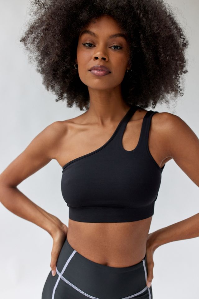 Form one shoulder bra: black