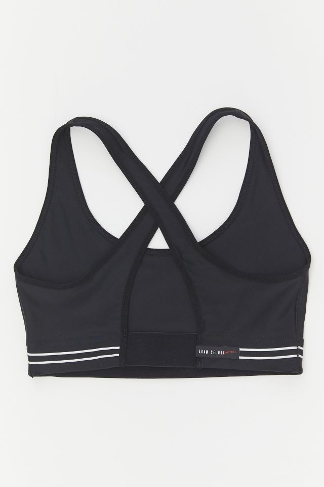 Striped cross-back sports bra in black - Adam Selman Sport