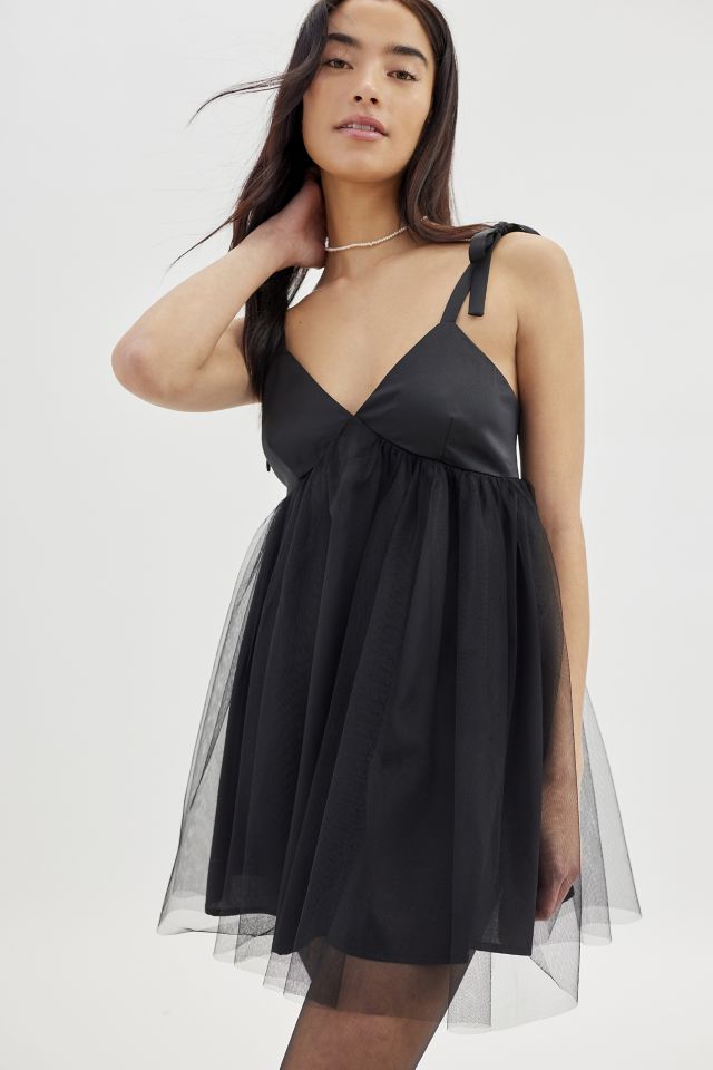 UO Penelope Tulle Babydoll Mini Dress #1