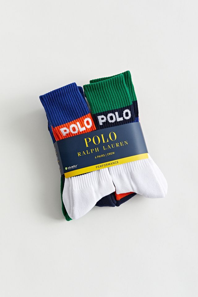 Polo Ralph Lauren Logo Stripe Crew Sock 6-Pack | Urban Outfitters