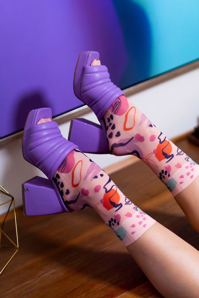 Sock Candy Abstract Faces Ankle Sock Urban Outfitters