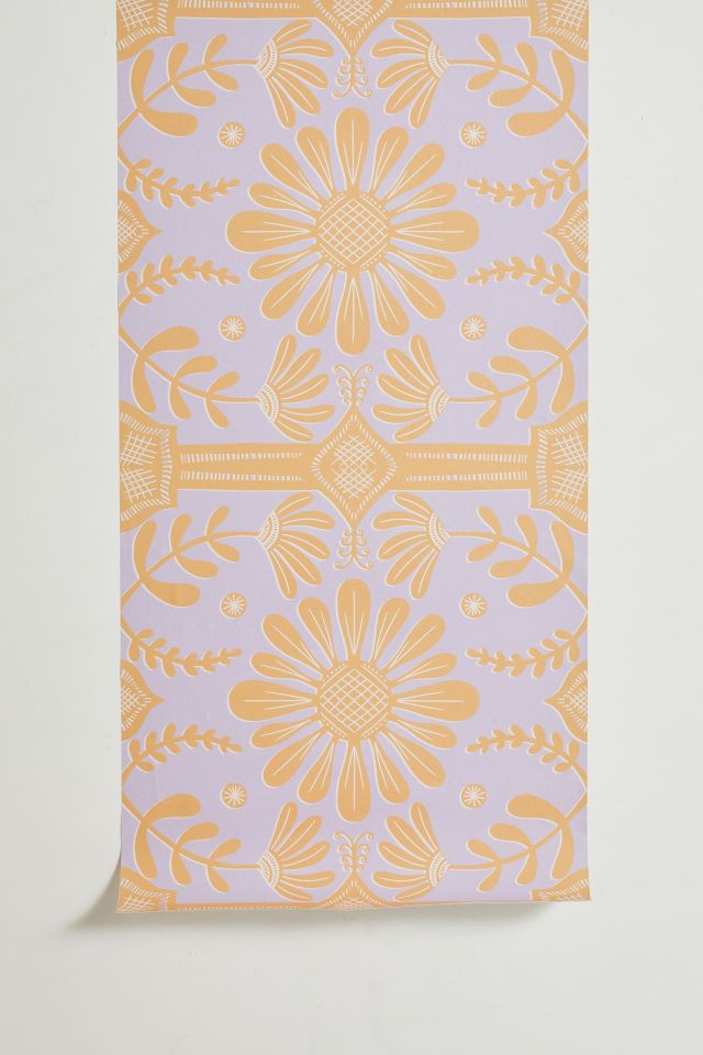 Sewzinski Boho Florals Orange Purple Removable Wallpaper #1
