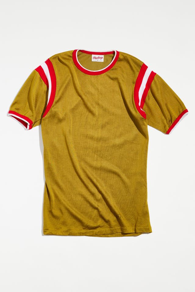 70s Vintage Ringer T-shirt HOOKED on FISHING Al Flock Yoke Stripe